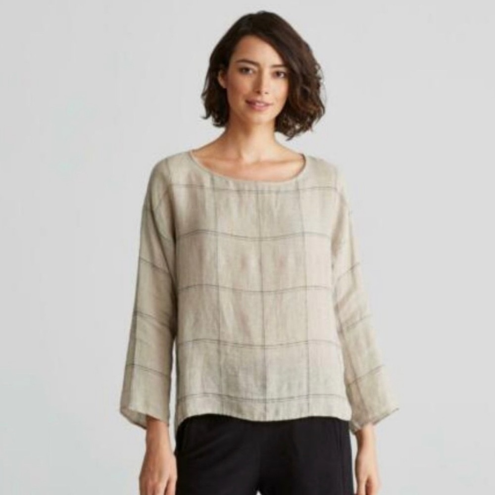 Eileen Fisher linen blend top, size XS